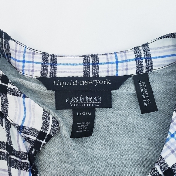 *Last Chance* Liquid New York Silk Plaid Blouse w/Roll Tab Sleeves Lightweight - Picture 8 of 9